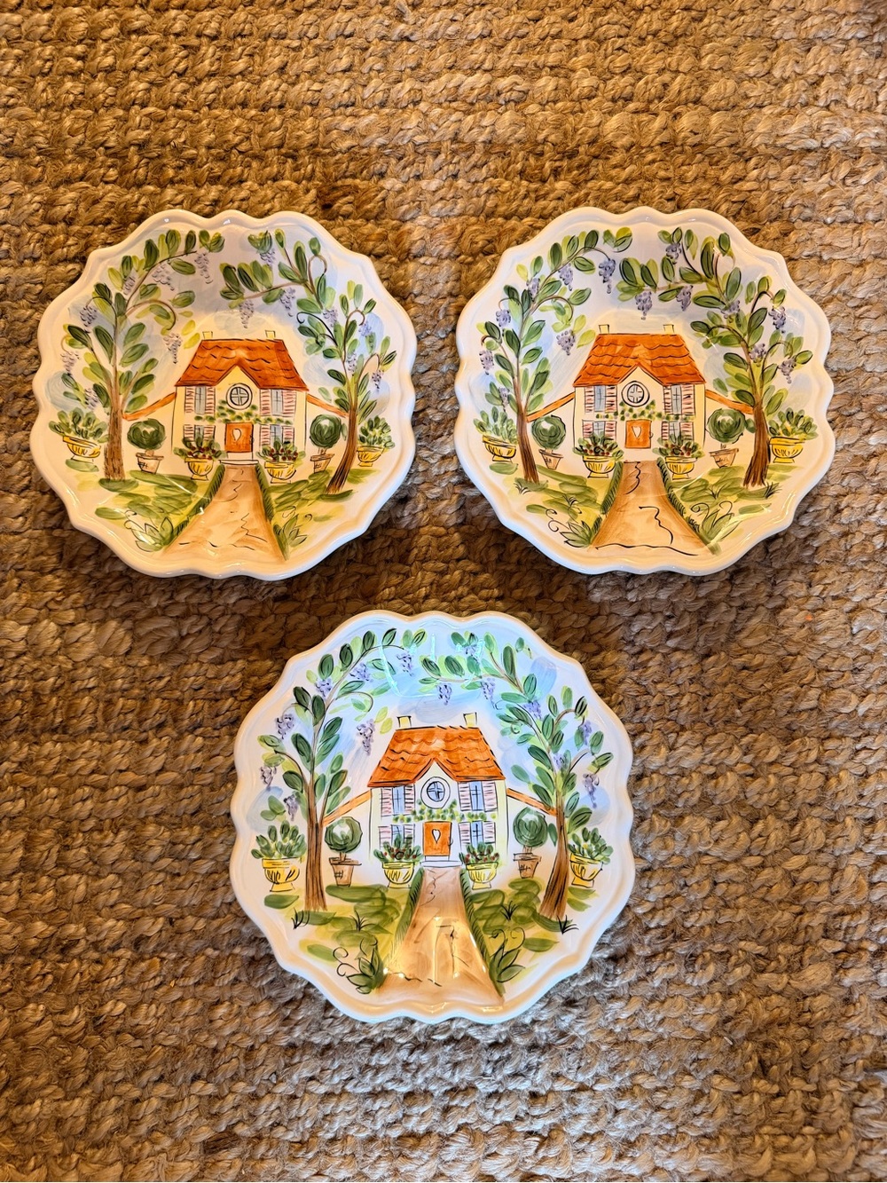 Dani Fanucci Italian Villa Cottage Dishes Set of 3 Hand Painted